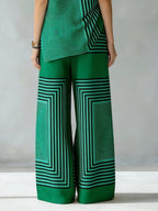 Léa | Ensemble Géométrique Moderne Top Sans Manches & Pantalon Large