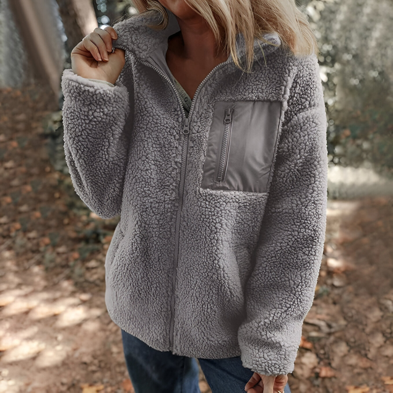 Faye™ | Veste en Fleece Teddy Chaude avec Fermeture Éclair