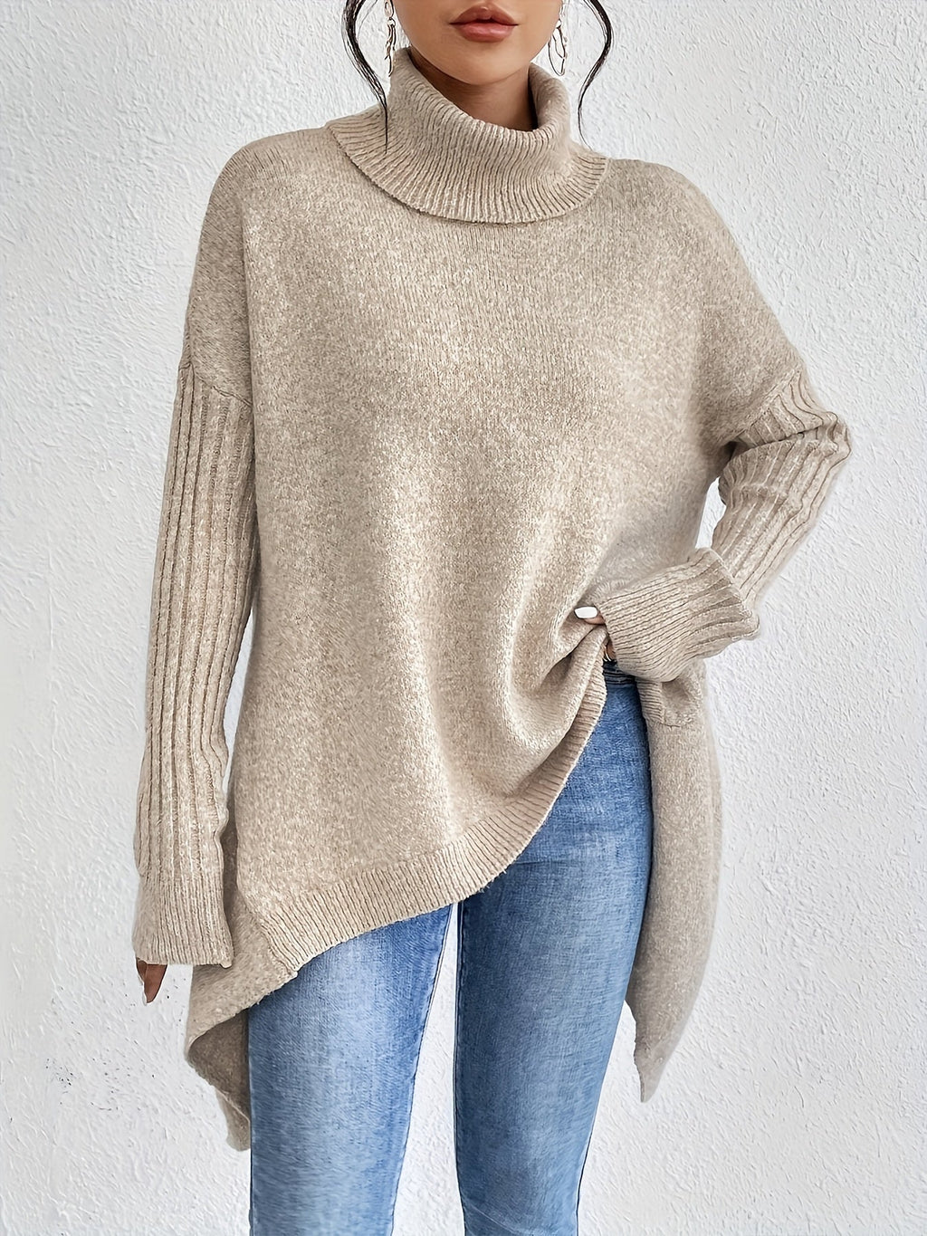 Léïna™ – Le Pull Col Montant Doux & Décontracté