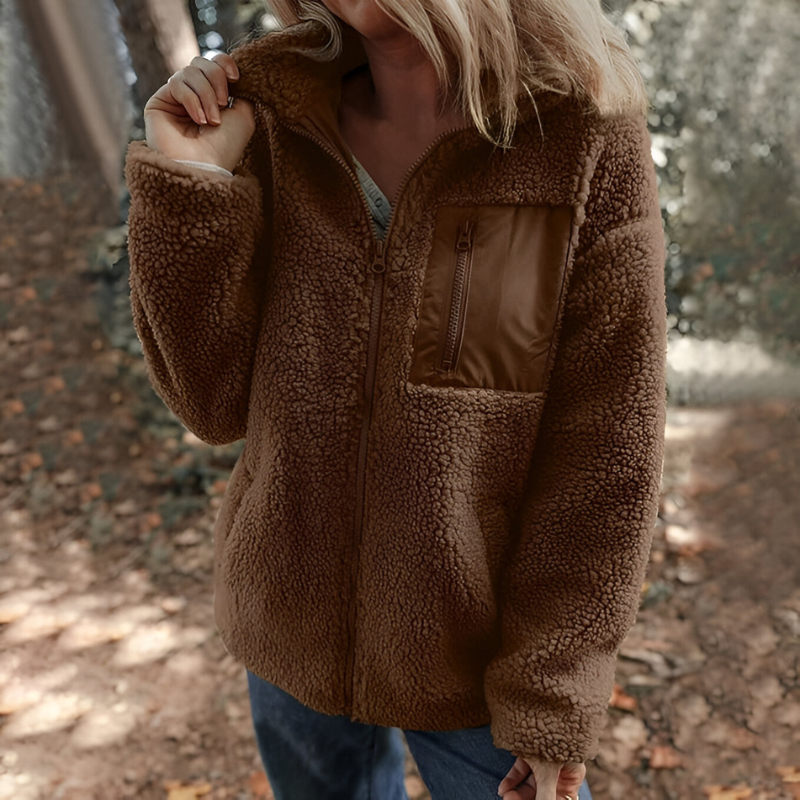 Faye™ | Veste en Fleece Teddy Chaude avec Fermeture Éclair