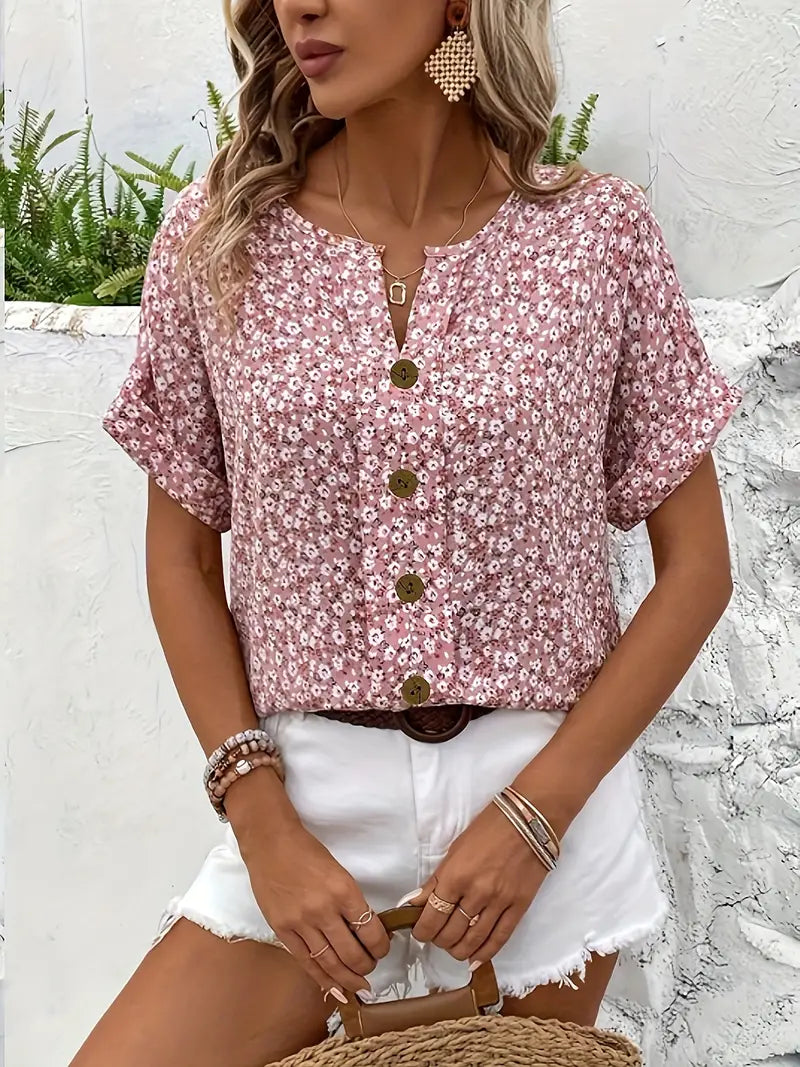 Jelena - Haut Floral Estival Élégant
