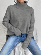 Léïna™ – Le Pull Col Montant Doux & Décontracté