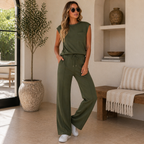 Kira | Ensemble Casual Top Sans Manches & Pantalon Large Taille Élastique