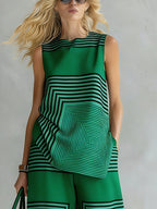 Léa | Ensemble Géométrique Moderne Top Sans Manches & Pantalon Large