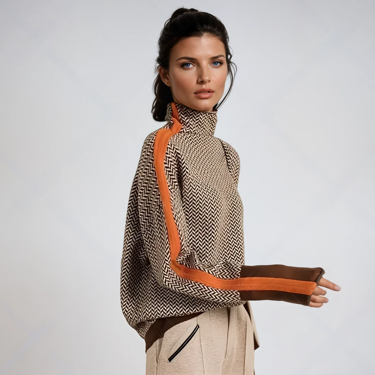 Célestine™ | Pull Rayé Chic à Col Montant
