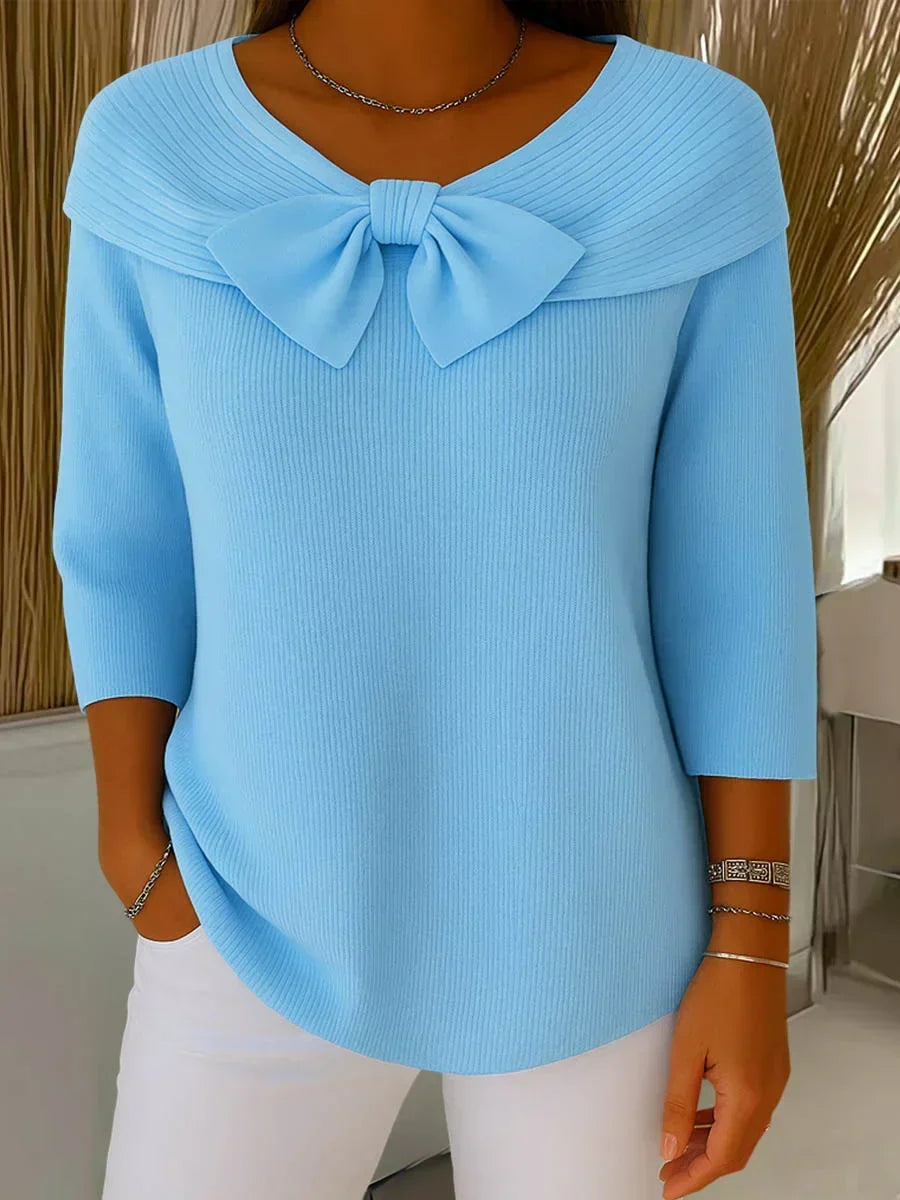 Sixtine™ | Haut Élégant en Tricot avec Nœud