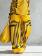 Léa | Ensemble Géométrique Moderne Top Sans Manches & Pantalon Large