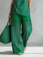 Léa | Ensemble Géométrique Moderne Top Sans Manches & Pantalon Large
