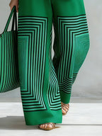 Léa | Ensemble Géométrique Moderne Top Sans Manches & Pantalon Large